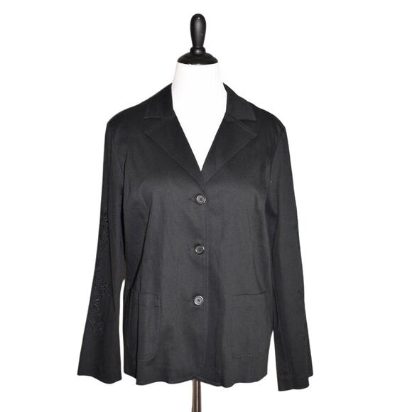 SUSAN GRAVER NEW $80 Stretch Twill Jacket w/ Cutout Detail & Solid Shell Large - Picture 1 of 3